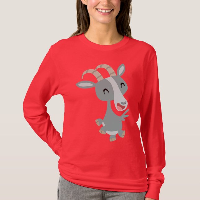 Cute Cartoon Prancing Goat  Women T-Shirt (Front)