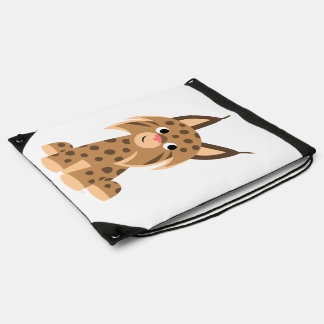 Cute Cartoon Prankish Lynx Drawstring Back Pack Bag