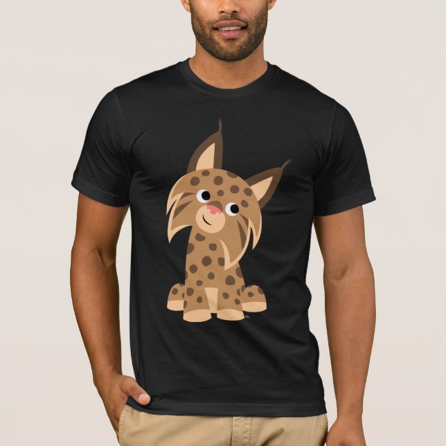 Cute Cartoon Prankish Lynx T-Shirt (Front)