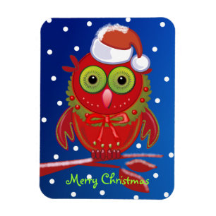 Cute cartoon premium magnet with Santa Owl