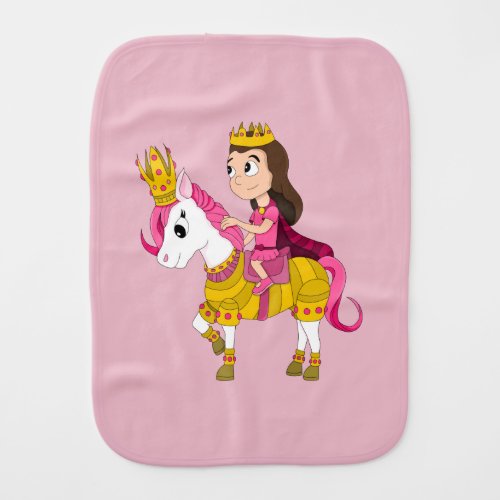 Cute cartoon princess baby burp cloth