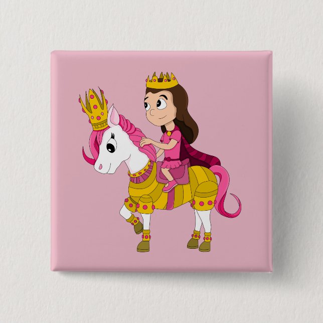 Cute cartoon princess button (Front)
