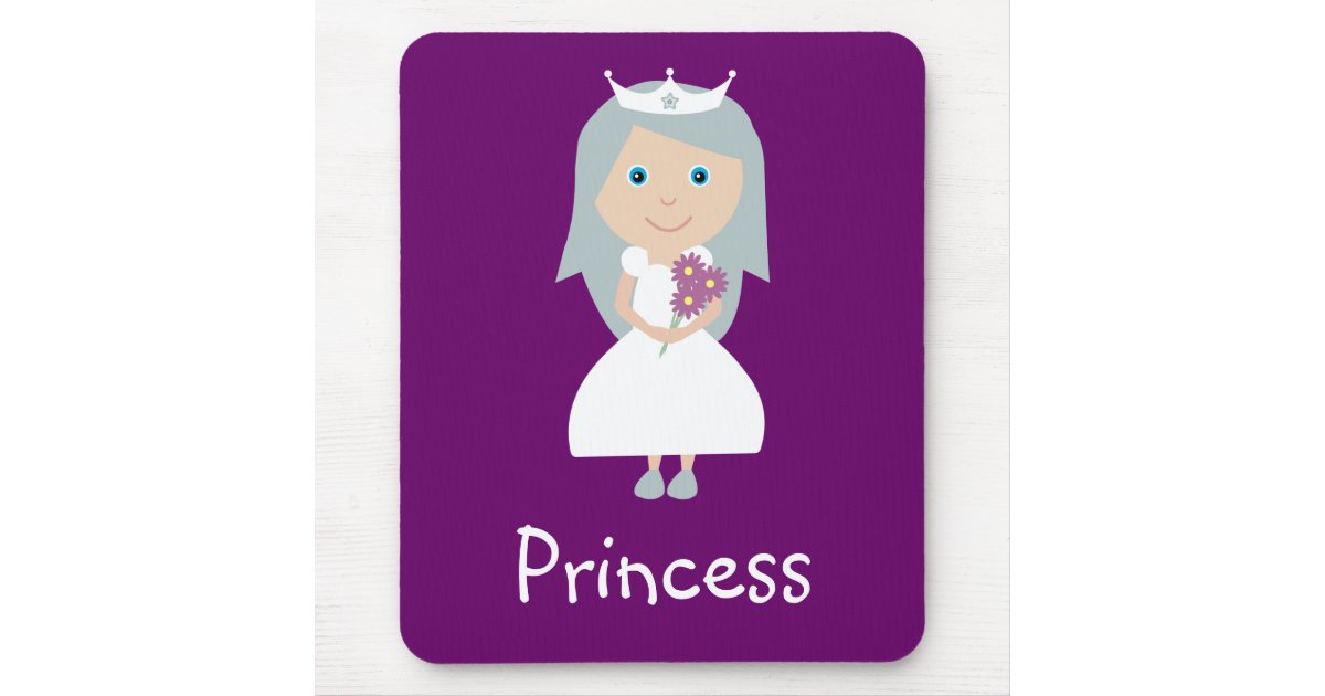 Cute Cartoon Princess Customizable Purple Mouse Pad | Zazzle