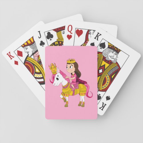 Cute cartoon princess playing cards