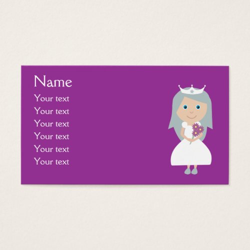 Cute Cartoon Princess Purple Customizable Business Card Templates