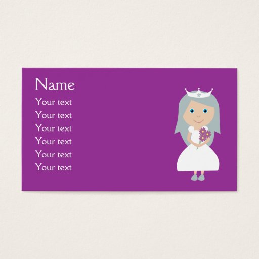 Customizable Cute Cartoon Princess Purple Customizable Business Card Templates