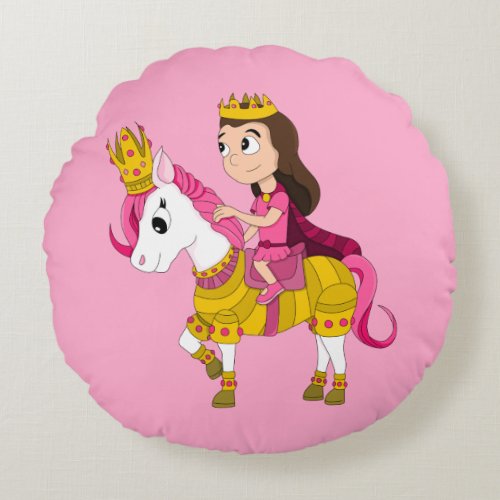 Cute cartoon princess round pillow