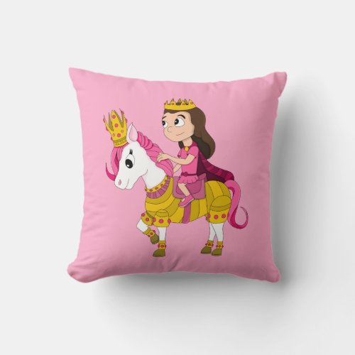 Cute cartoon princess throw pillow