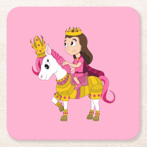 Cute cartoon princess throw pillow square paper coaster