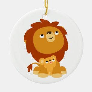 Cute Cartoon Protective Dad Lion Ornament