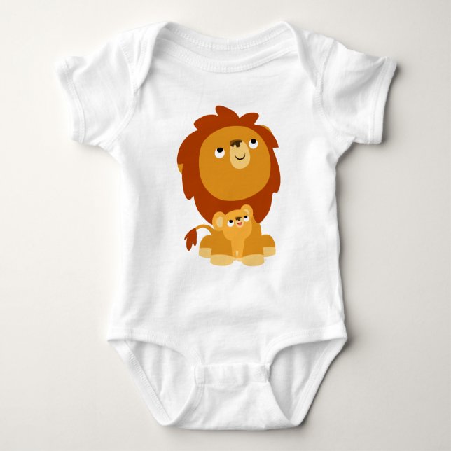 Cute Cartoon Protective Lion & Cub Baby Creeper (Front)