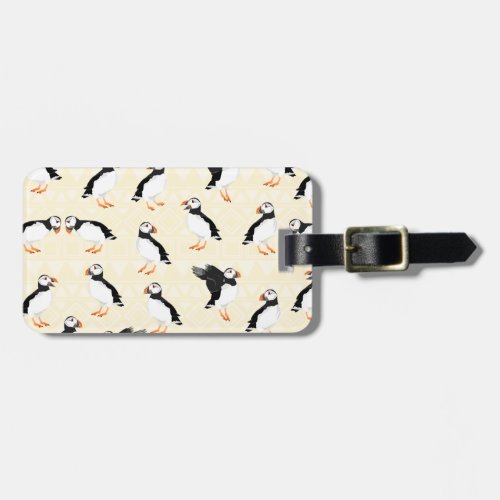 Cute cartoon puffin pattern luggage tag