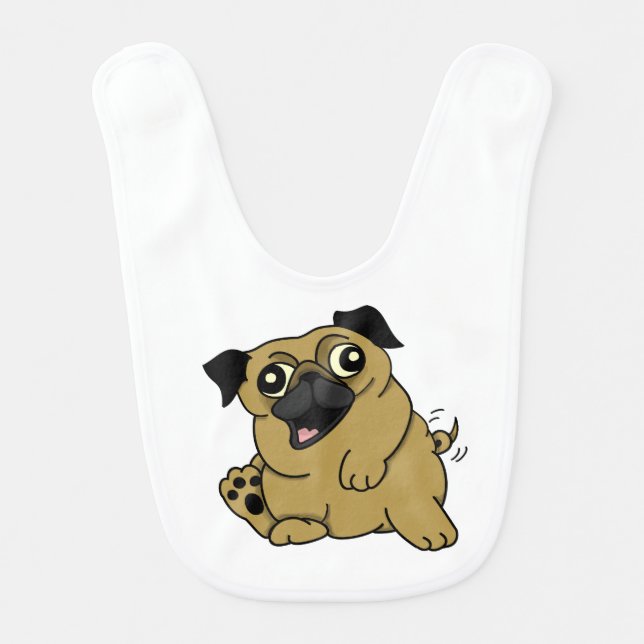 Cute Cartoon Pug Baby Bib (Front)