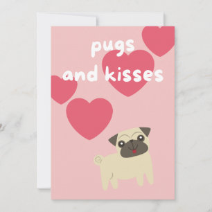 cute cartoon pug dog kids valentines day holiday card