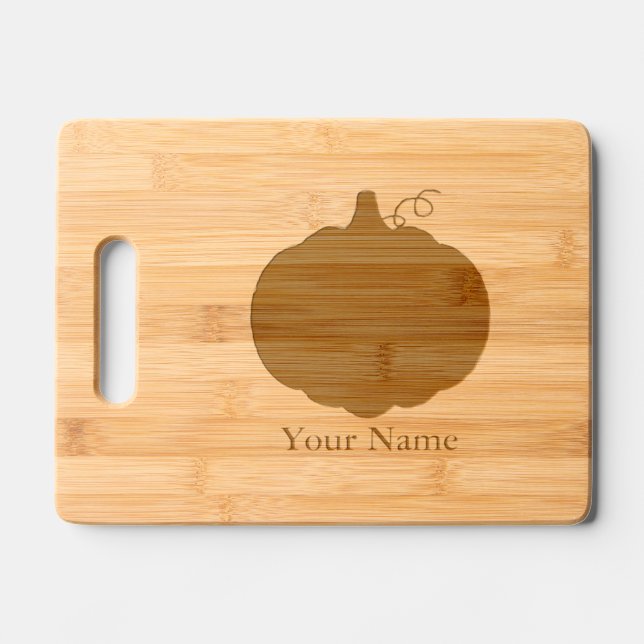 Cute Cartoon Pumpkin Custom Name Engraved Cutting Board (Front)