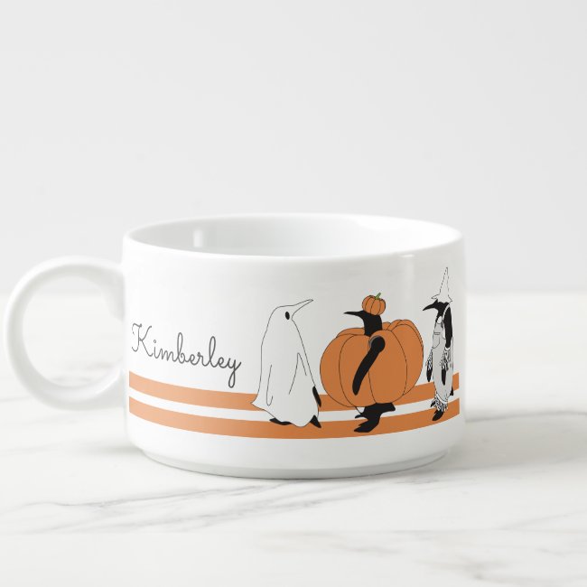 Cute Cartoon Pumpkin Penguin Funny Halloween