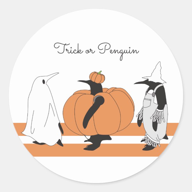 Cute Cartoon Pumpkin Penguin Funny Halloween