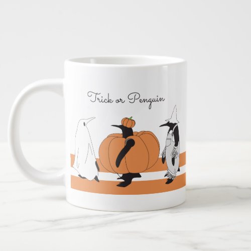 Cute Cartoon Pumpkin Penguin Funny Halloween Giant Coffee Mug