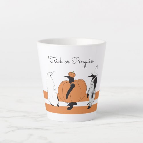 Cute Cartoon Pumpkin Penguin Funny Halloween Latte Mug