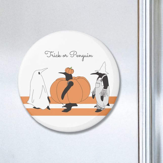 Cute Cartoon Pumpkin Penguin Funny Halloween Magnet (Creator Uploaded)