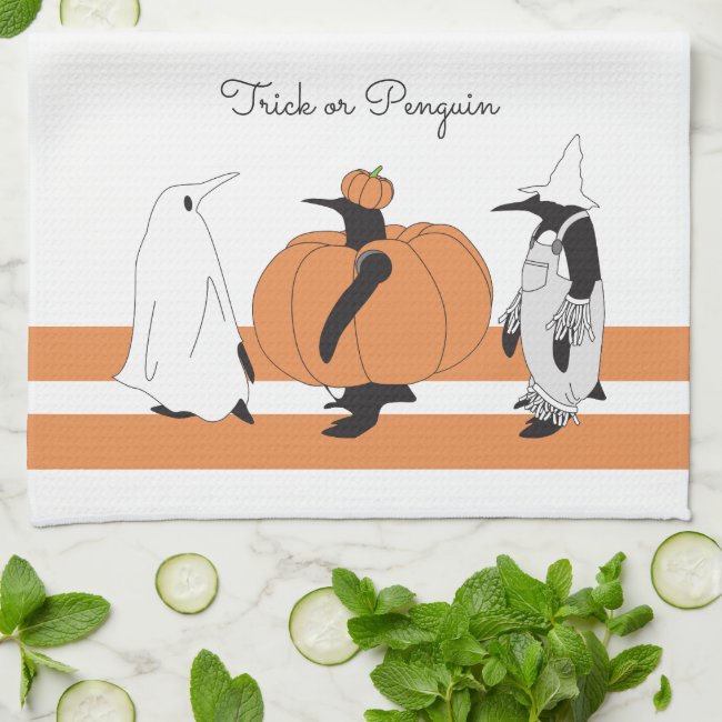 Cute Cartoon Pumpkin Penguin Funny Halloween Towel