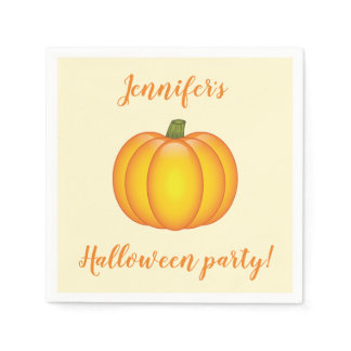 Cute Cartoon Pumpkin Personalized Halloween Party Napkins