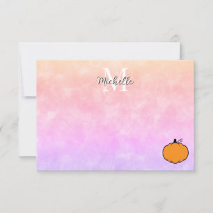 Cute Cartoon Pumpkin Watercolor Personalized Note Card