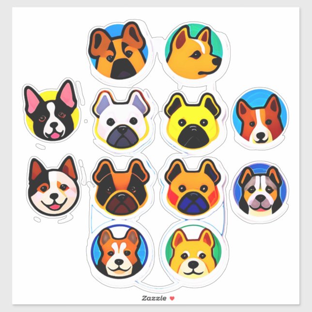 Cute Cartoon Puppies Collection Sticker (Sheet)