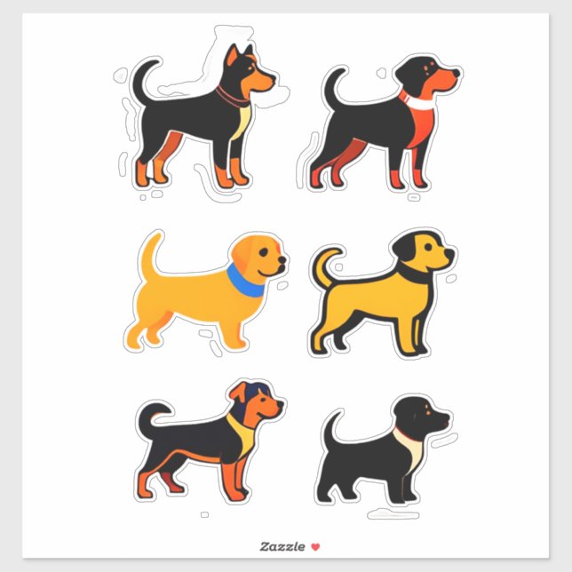 Cute Cartoon Puppies Collection Sticker (Sheet)