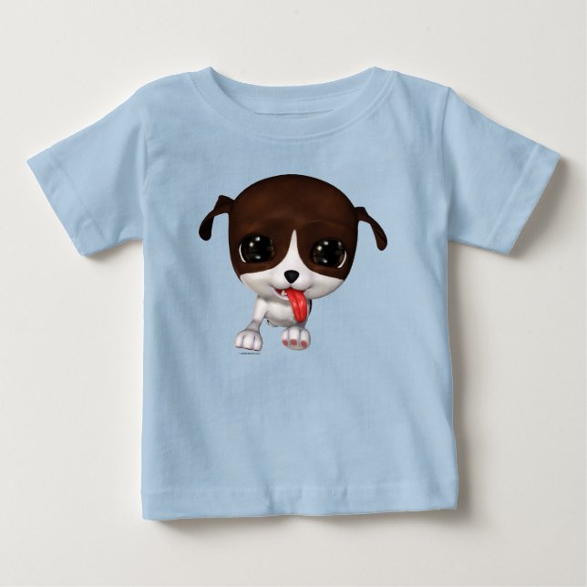 Cute Cartoon Puppy Blue Baby T-Shirt (Front)