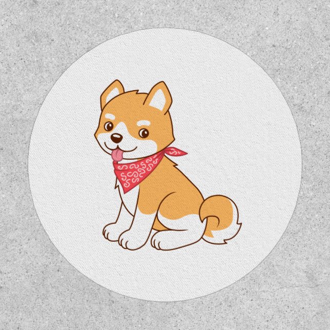 Cute Cartoon Puppy Dog Shiba Inu Patch (Front)