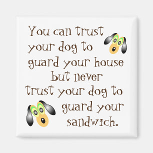 Cute Cartoon Puppy & Funny Dog Saying Magnet