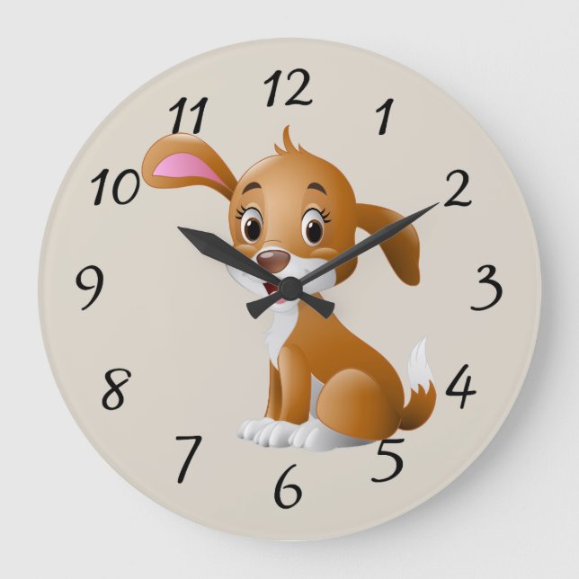 Cute Cartoon Puppy Large Clock (Front)