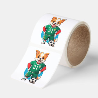 Cute Cartoon Puppy Soccer Player Square Sticker