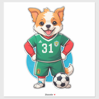 Cute Cartoon Puppy Soccer Player Sticker