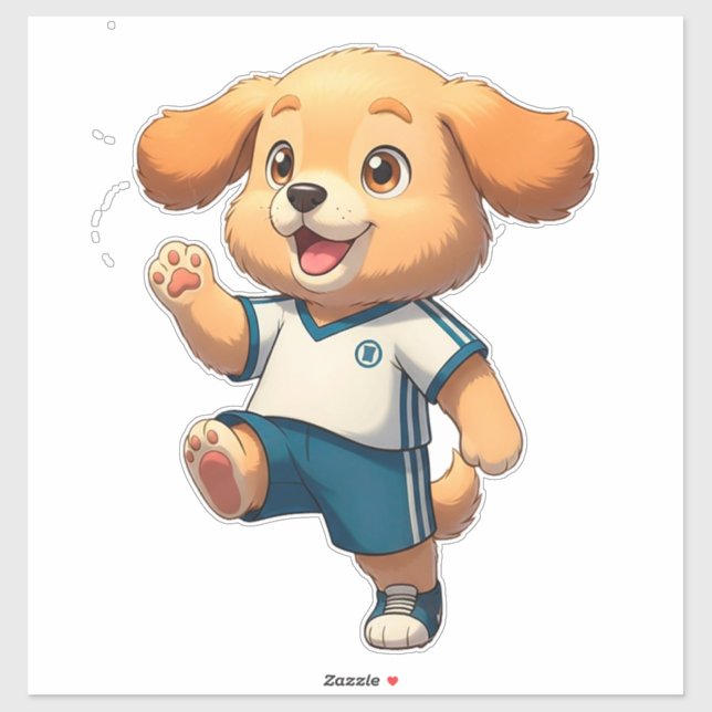 Cute Cartoon Puppy Soccer Player Sticker (Sheet)