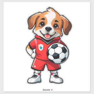 Cute Cartoon Puppy Soccer Player Sticker