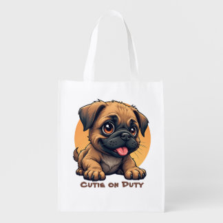 Cute Cartoon Puppy T-Shirt Grocery Bag