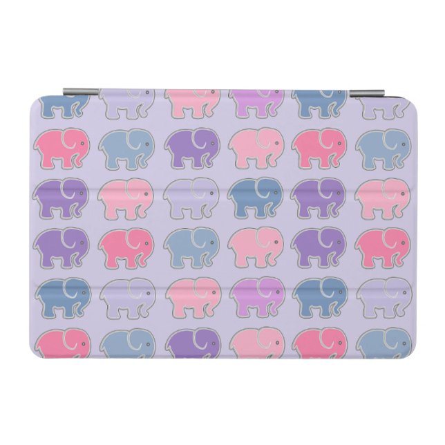Cute Cartoon Purple Elephant Pattern iPad Mini Cover (Horizontal)