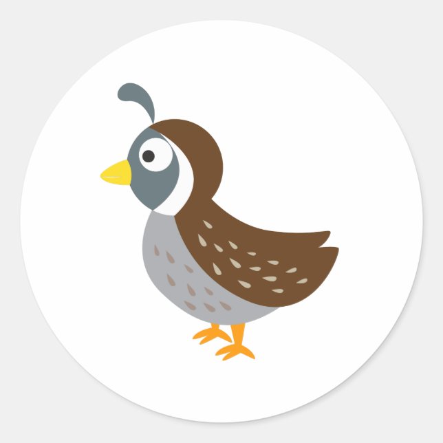 Cute Cartoon Quail Classic Round Sticker (Front)