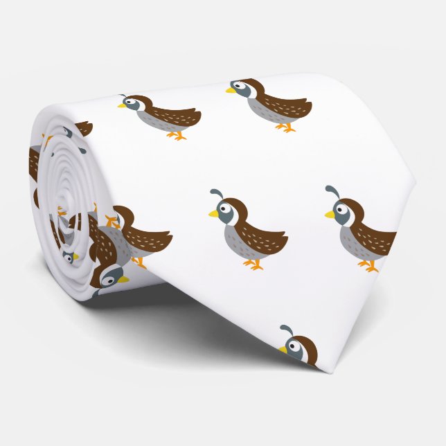 Cute Cartoon Quail Neck Tie (Rolled)
