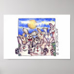 Cute Cartoon Rabbit Full Moon Poster Print at Zazzle