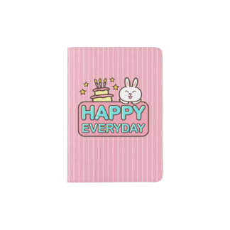 Cute cartoon rabbit happy everyday passport holder