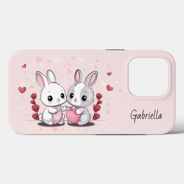 Cute Cartoon Rabbit Lovers Heart Valentine’s Day  Case-Mate iPhone Case (Back (Horizontal))