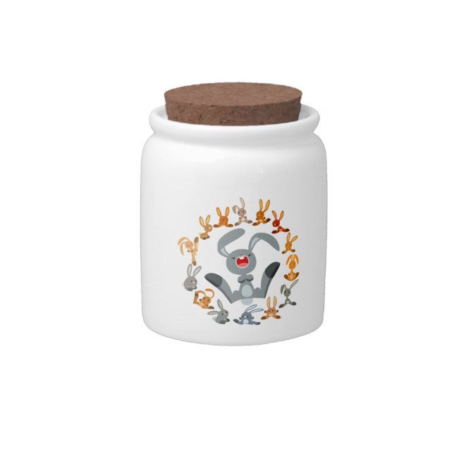 Cute Cartoon Rabbits Mandala Candy Jar (Front)