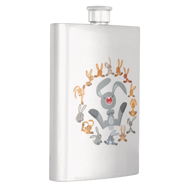 Cute Cartoon Rabbits Mandala Classic Flask (Right)
