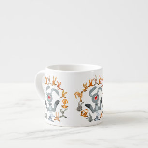 Cute Cartoon Rabbits Mandala Espresso Mug