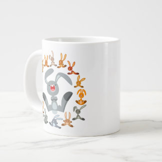 Cute Cartoon Rabbits Mandala Jumbo Mug