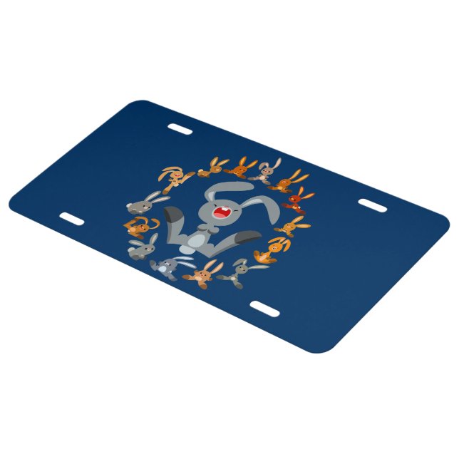 Cute Cartoon Rabbits Mandala License Plate (Side)