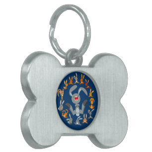 Cute Cartoon Rabbits Mandala Pet Tag